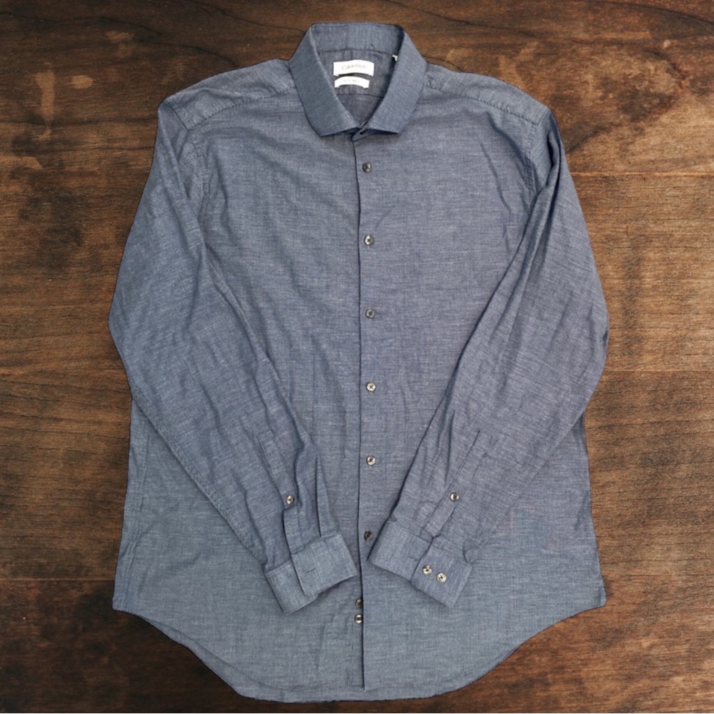 Calvin Klein Slim Fit | Stretch Dark Blue Button Down Shirt